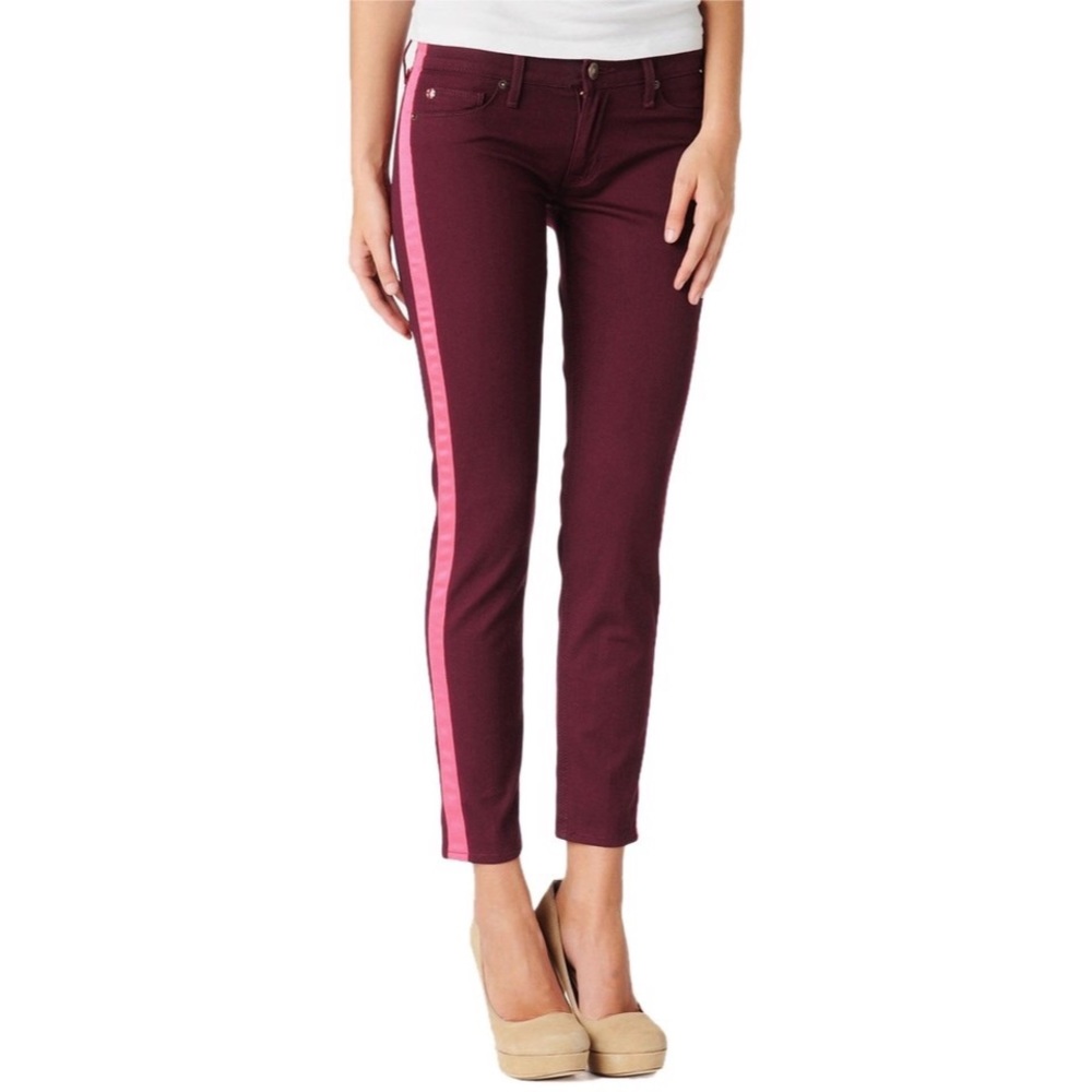 HUDSON burgundy pink stripe skinny jeans 25